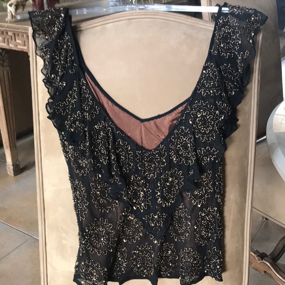 Adrianna Papell Evening Silk Beaded Top S - Picture 4 of 6